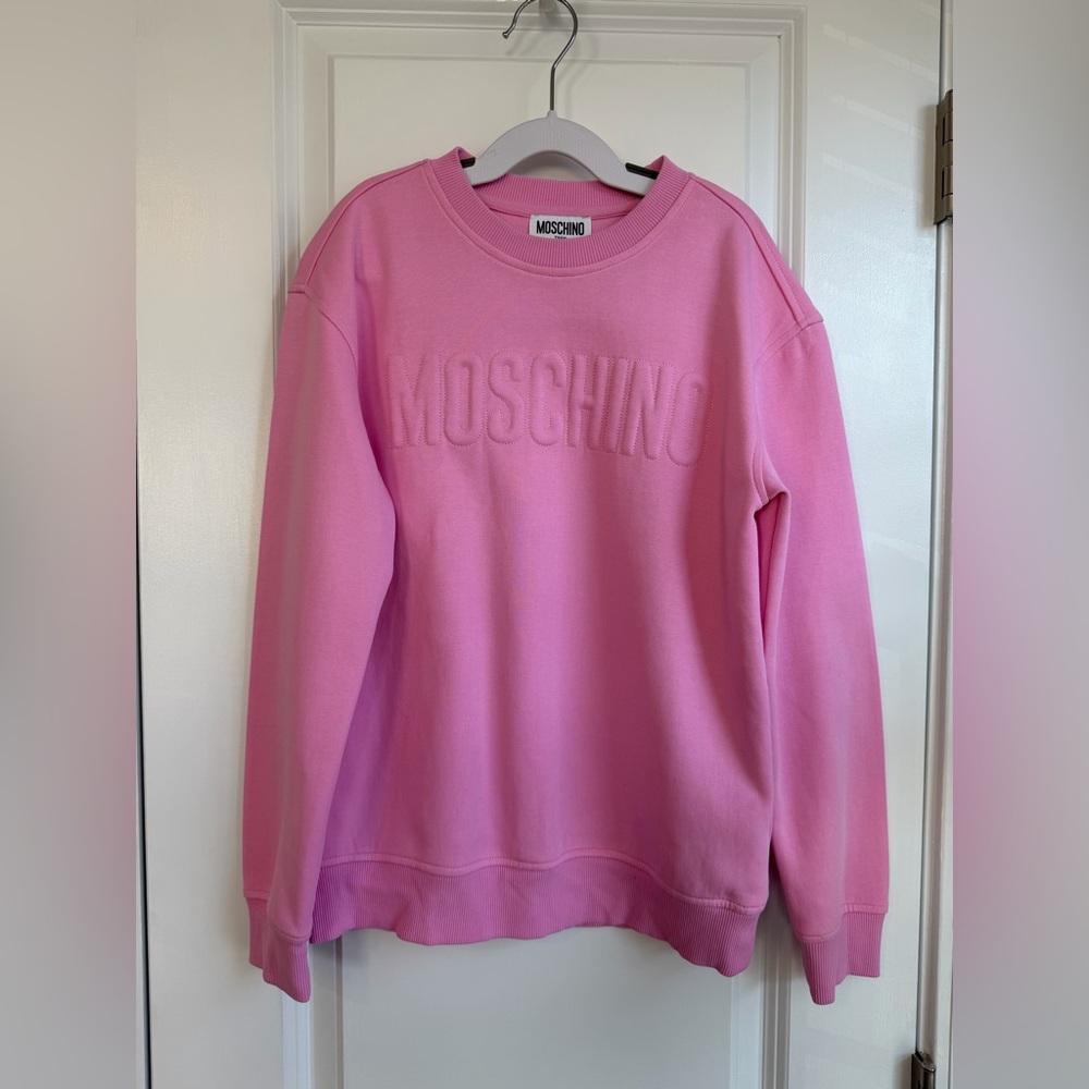 MOSCHINO Teen Logo Crewneck Sweatshirt Pink Size 12